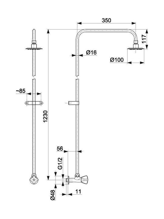 KFA Duschsäule mit Wannenbatterie Silber