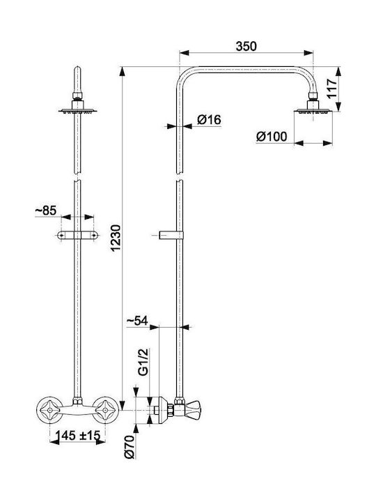 KFA Duschsäule mit Wannenbatterie Silber