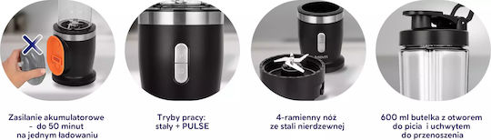 MPM Gofree Solo Blender Cu Cană Din Plastic 600 Ml 240w Negru