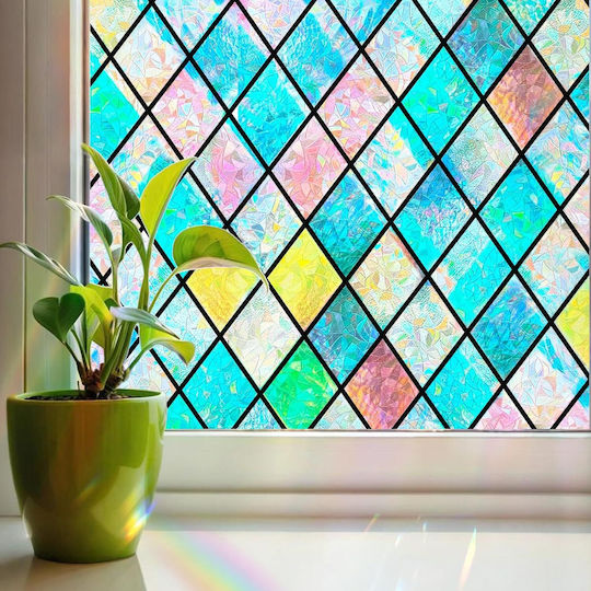 Linarun Self-adhesive Rainbow Window Film 3d Effect Privacy 50x300 Cm Linarun Self-adhesive Rainbow Window Film 3d Effect Privacy 50x300 Cm