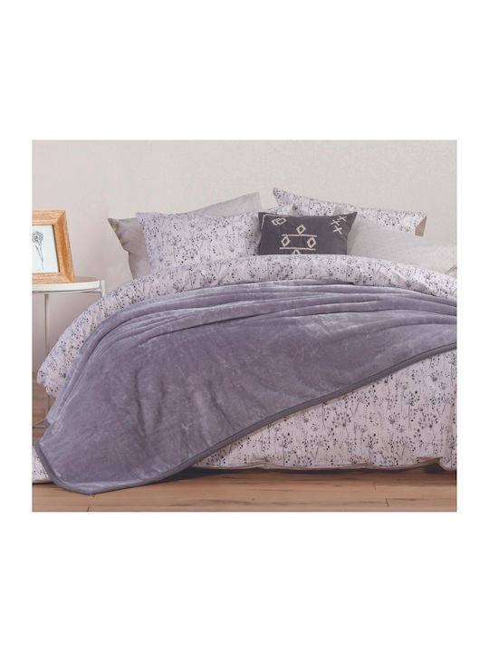 Nef-Nef Homeware Loft Velvet Blanket Single 160x220cm Gray