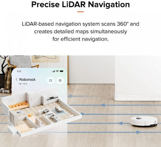 Roborock Q10 PF Aspirator Robot cu Cartografiere Laser și Putere de Aspirație 10000Pa Albă