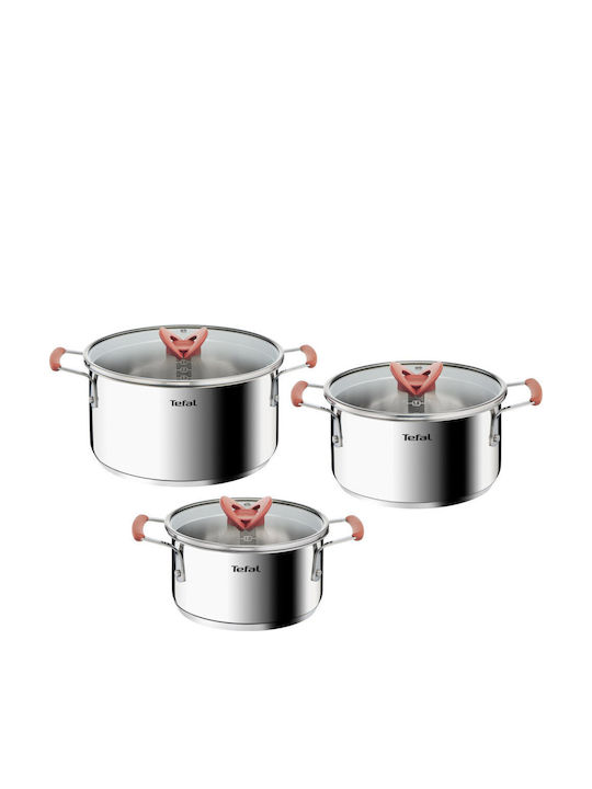 Tefal Opti Space Töpfe Set aus Rostfreiem Stahl 6 Teile