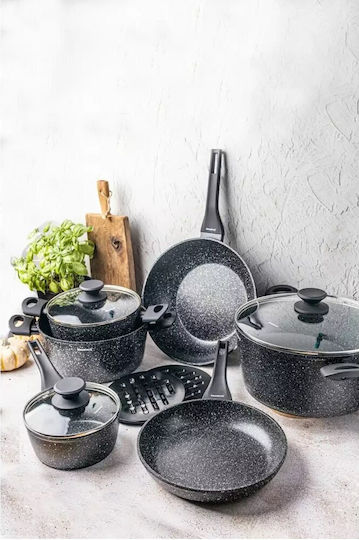 Klausberg Комплект Съдове За Готвене От Алуминий Black Marble С Незалепващо Покритие 6 Части