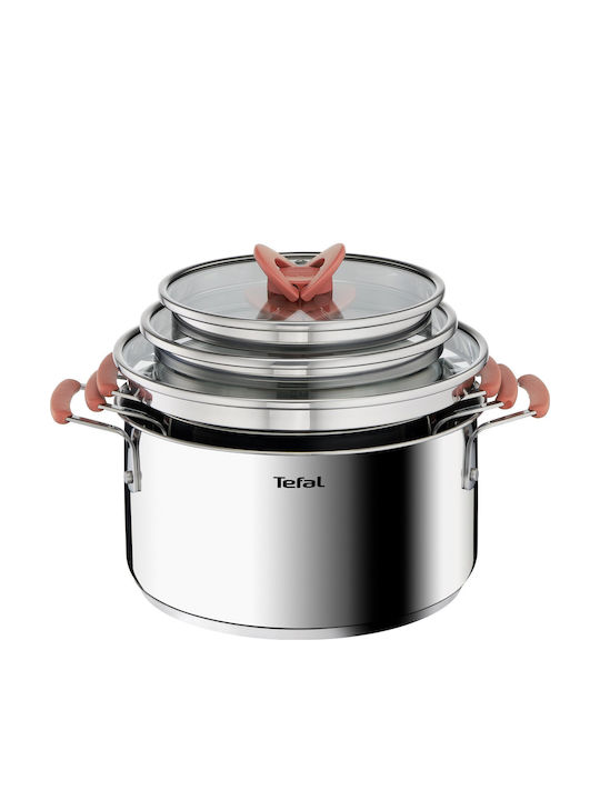 Tefal Opti Space Töpfe Set aus Rostfreiem Stahl 6 Teile
