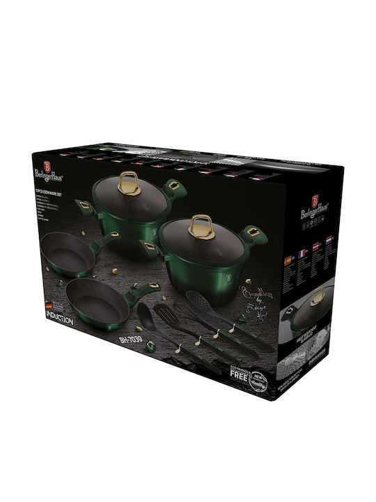 Berlinger Haus Metallic Line Cookware Set from Aluminum Emerald Collection with Non-stick Interior Coating 4 Pieces