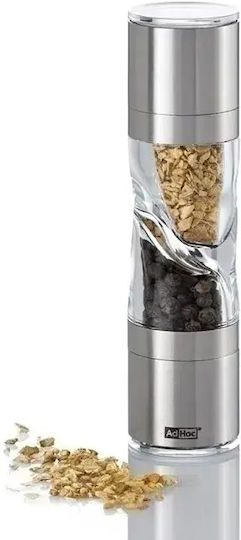 Ad Hoc Duospice Mini Handbuch Salz- und Pfeffermühlen-Set 2 in 1 Inox in Grau Farbe 15cm
