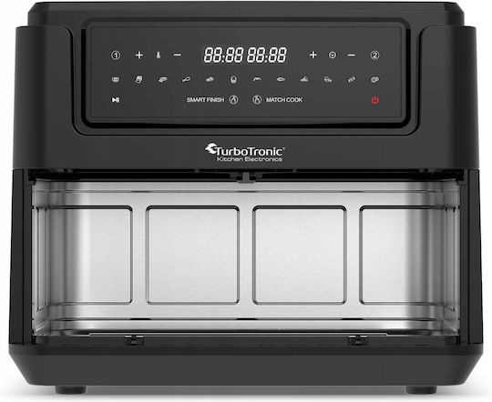 Turbotronic Heißluftfritteuse mit Wi-Fi & Doppel-Abnehmbarer Korb 7.6Es Schwarz AT-TT-AF1
