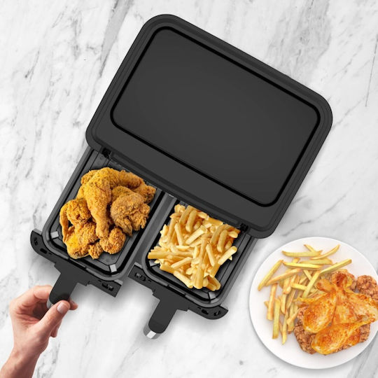 Turbotronic Heißluftfritteuse mit Wi-Fi & Doppel-Abnehmbarer Korb 7.6Es Schwarz AT-TT-AF1