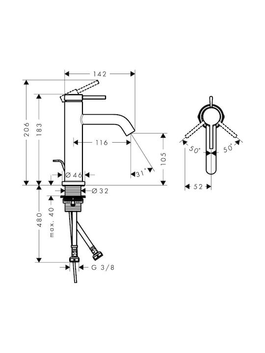 Hansgrohe Baterie Amestecare Pentru Chiuvetă De Coafor Neagră
