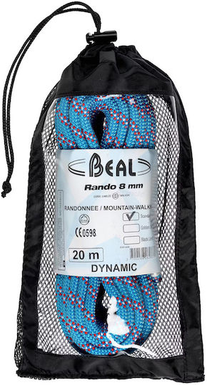 Beal Rando Standard Dynamic Climbing Rope with Length 20m Blue