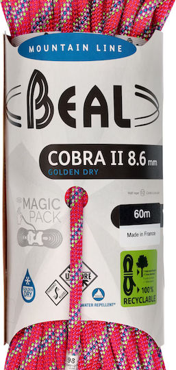 Beal Cobra Ii BC086C.60GD.F Dynamic Cord de escaladă cu lungimea de 60m Roz