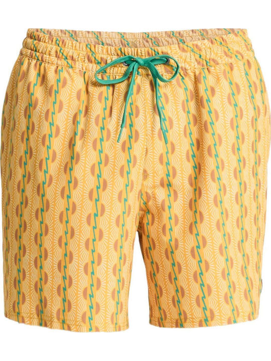 Stretch Men's Swim Shorts Yellow with Patterns