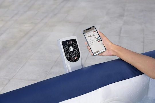 Bestway Τετράγωνη Πισίνα Φουσκωτή με Υδρομασάζ 71x71x180εκ. Μπλε