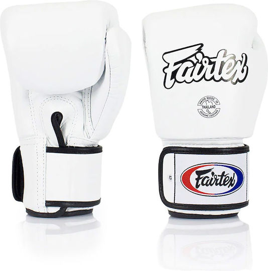 Fairtex Muay Thai Boxhandschuhe Leder für Kampf Weiß