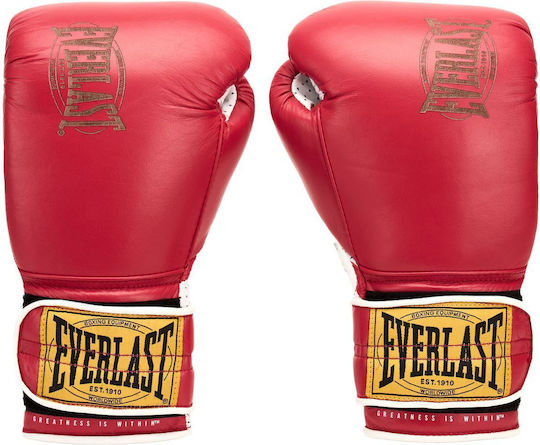 Everlast 1910 Classic Sparring Boxing Gloves Leather for Match Red