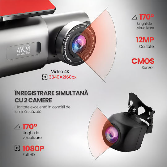 Σετ Κάμερα DVR Αυτοκινήτου 4K Wi-Fi & Κάμερα Οπισθοπορείας