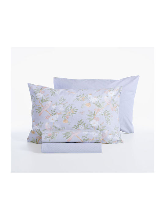Nef-Nef Homeware Dreamel Bettlaken Super-Doppel mit Gummibettlaken 160x200+35cm Hellblau (4 Stück)