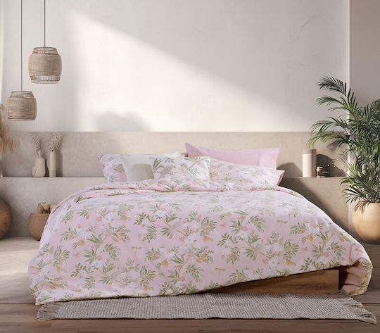 Nef-Nef Homeware Dreamel Σετ King Size 4τμχ 200x270εκ. με Λάστιχο Ροζ