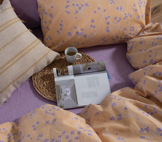 Nef-Nef Homeware Floriva Σετ Σεντόνια Διπλά 200x270εκ. Κίτρινο (4τμχ)