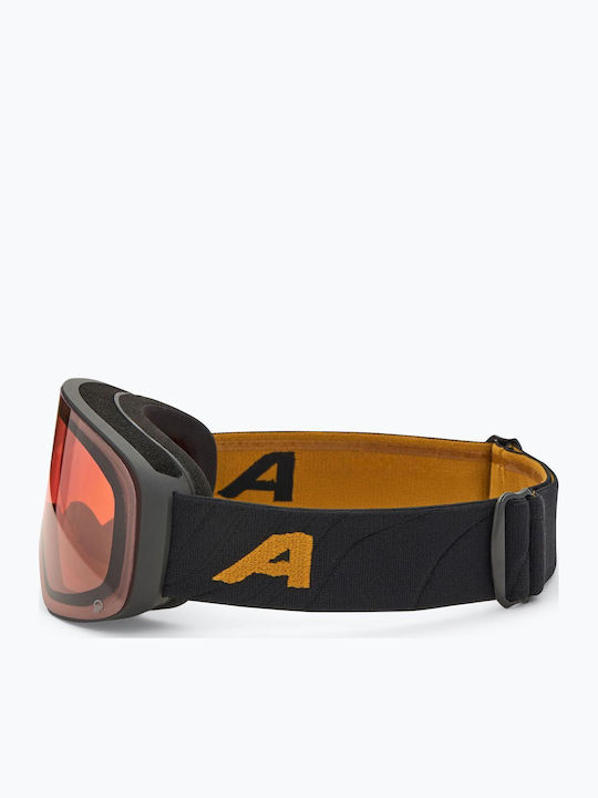 Alpina Quattroflex Ski & Snowboard Goggles Adults Black with Polarized / Photochromic Lens in Gold Color