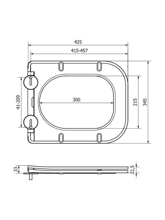 Mexen Καπάκι Λεκάνης Slim Soft Close Πλαστικό Μαύρο
