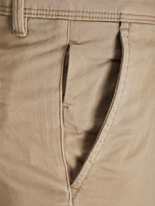 Chino Elastic Trousers in Slim Fit Beige