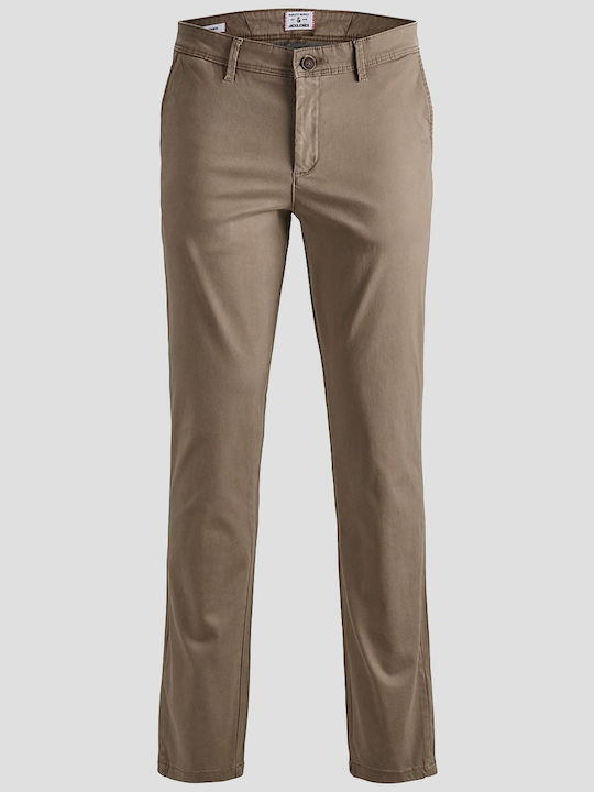 Chino Elastic Trousers in Slim Fit Beige
