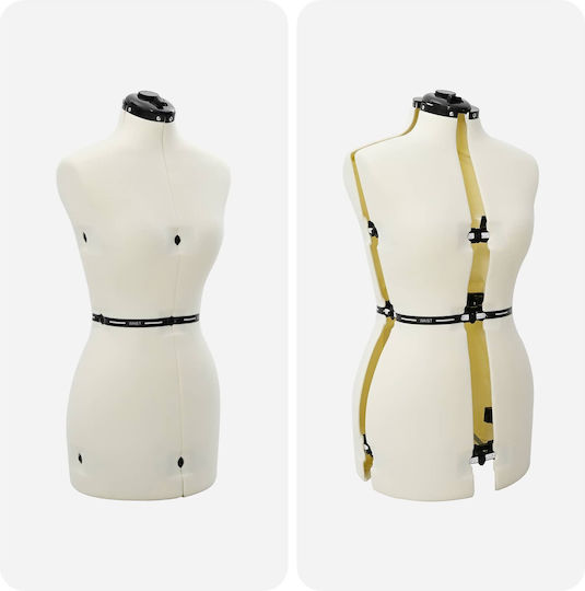 vidaxl Verstellbares Kleidungsform für Damen Creme S Samt