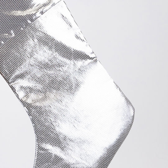 Christmas Decorative Fabric Silver Socks W27cm