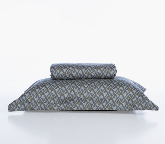 Nef-Nef Homeware Σετ Παπλωματοθήκη Βαμβακοσατέν 240x230cm Υπέρδιπλη με 2 Μαξιλαροθήκες Dominat Γκρι