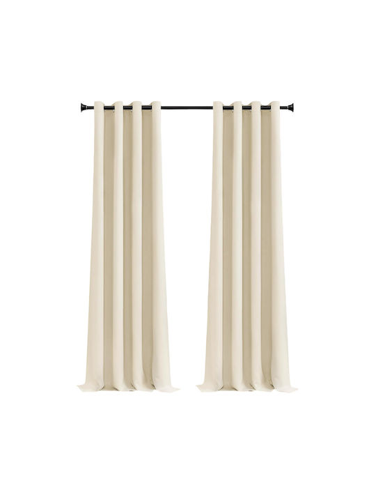 Mrtrees Set Perdele Opace Cu Capse Bej 140x280cm