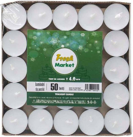 Lumânări Mici Aromatice În Culoare Albă Până La 4 Ore Timp De Ardere 50 Bucăți