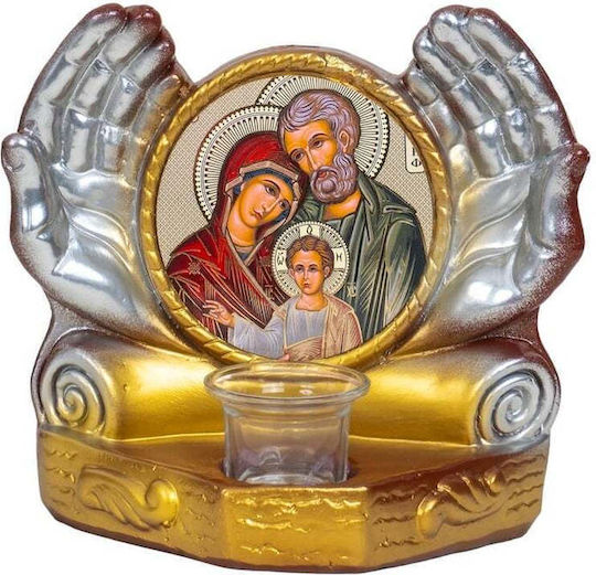 Two-handed Candle Holder Made Plaster 22x10x19 Cm Ext 9913