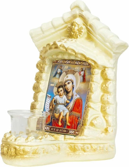 Gips Kerzenhalter Jungfrau Maria Kind Haus 16x14x24cm Ext 9918