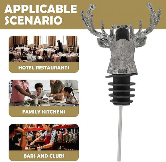Aerator Sticlă de Vin în Formă de Cerb 10 Cm Înălțime Oțel Inoxidabil Gri