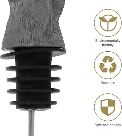 Aerator Sticlă de Vin în Formă de Cerb 10 Cm Înălțime Oțel Inoxidabil Gri