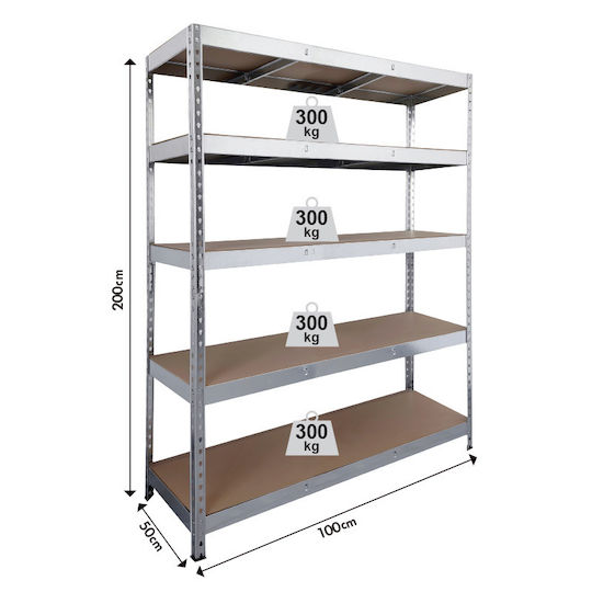 Bulle Rafiera Dexion Galvanized 100x50x200cm With 5 Shelves Total Load Capacity 1500kg