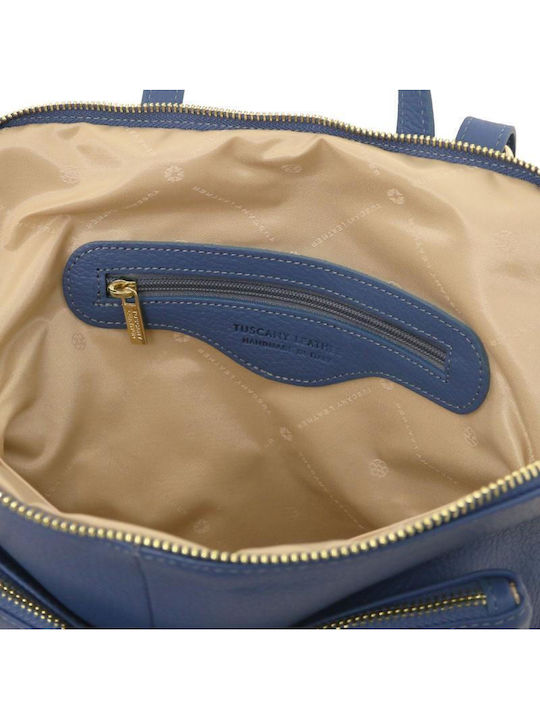 Leder Damen Handtaschen Rucksack Blau