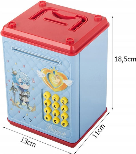 Seif Tip Cutie de Bani Sunete de Deschidere cu Pin Lumină Plastic 18 X 10 X 12 Cm Albastru