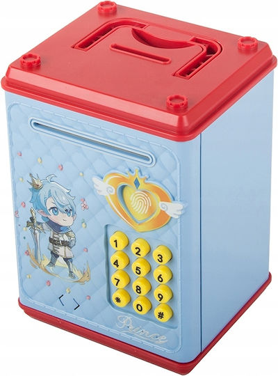 Seif Tip Cutie de Bani Sunete de Deschidere cu Pin Lumină Plastic 18 X 10 X 12 Cm Albastru