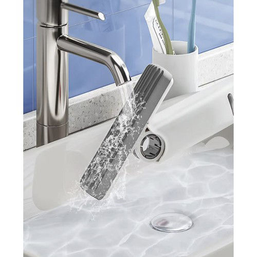 Zola Mop Multifuncțional Portabil Mini 2 Accesorii Funcție Stoarcere Absorbant Mâner Ergonomic 29 X 14.5 X 4 Cm