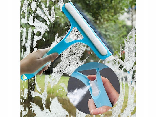 Multifunctional Squeegee Textile Edge Windows Other Surfaces Cleaning Solution Container 28x23 Cm Blue