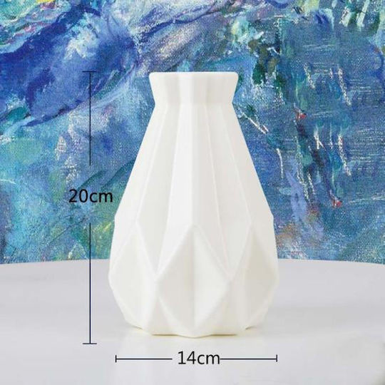 Vază Decorativă Din Plastic Albă Φ14xÎ20cm