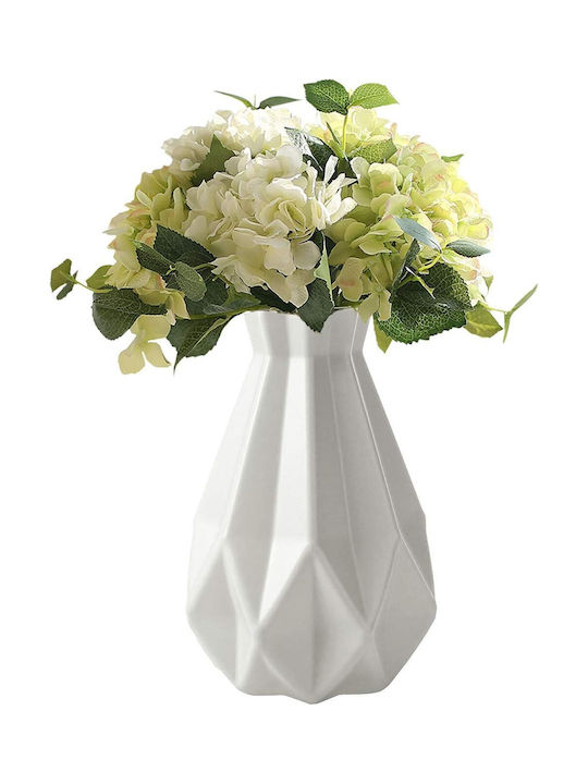 Vază Decorativă Din Plastic Albă 14x14xÎnălțime 20cm