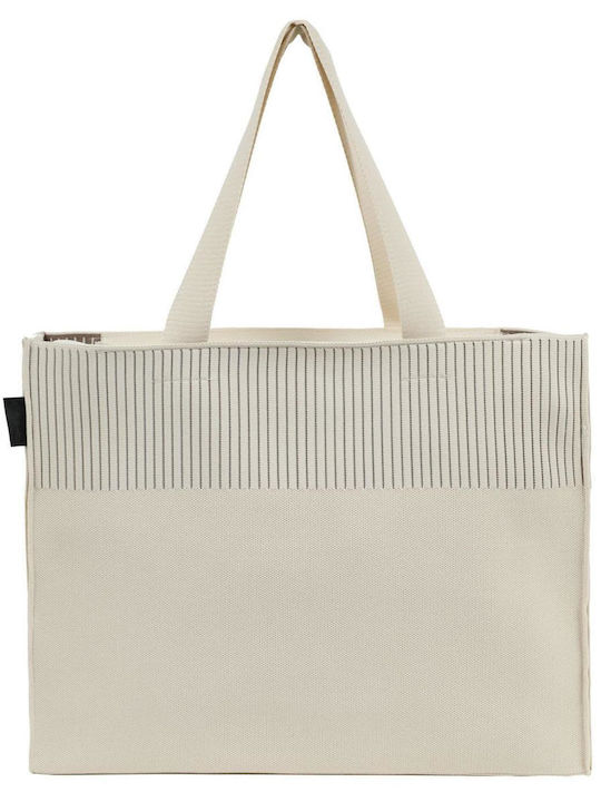 Doca Stoff Strandtasche Beige