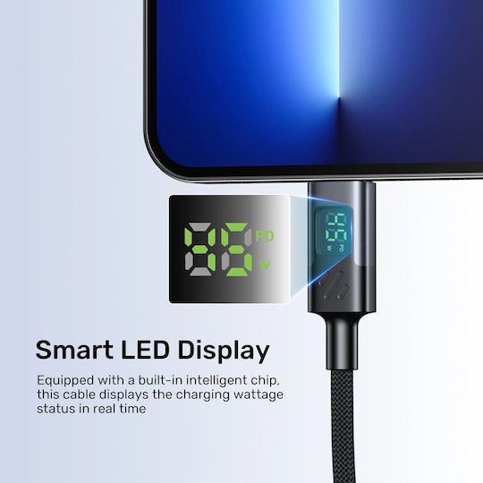 Unitek Braided / LED USB 2.0 Cable USB-C male - USB-C 60W PD 1m