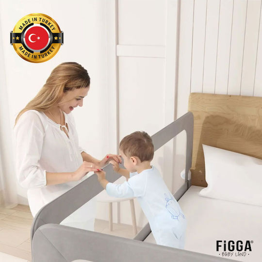 Figga Klappbares Bettschutzgitter aus Metall in Grau Farbe 180x65cm