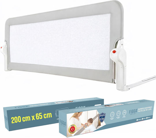 Figga Klappbares Bettschutzgitter aus Metall in Grau Farbe 200x65cm