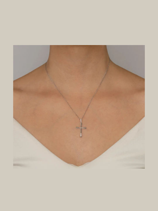 Women's White Gold Cross 14K with Chain